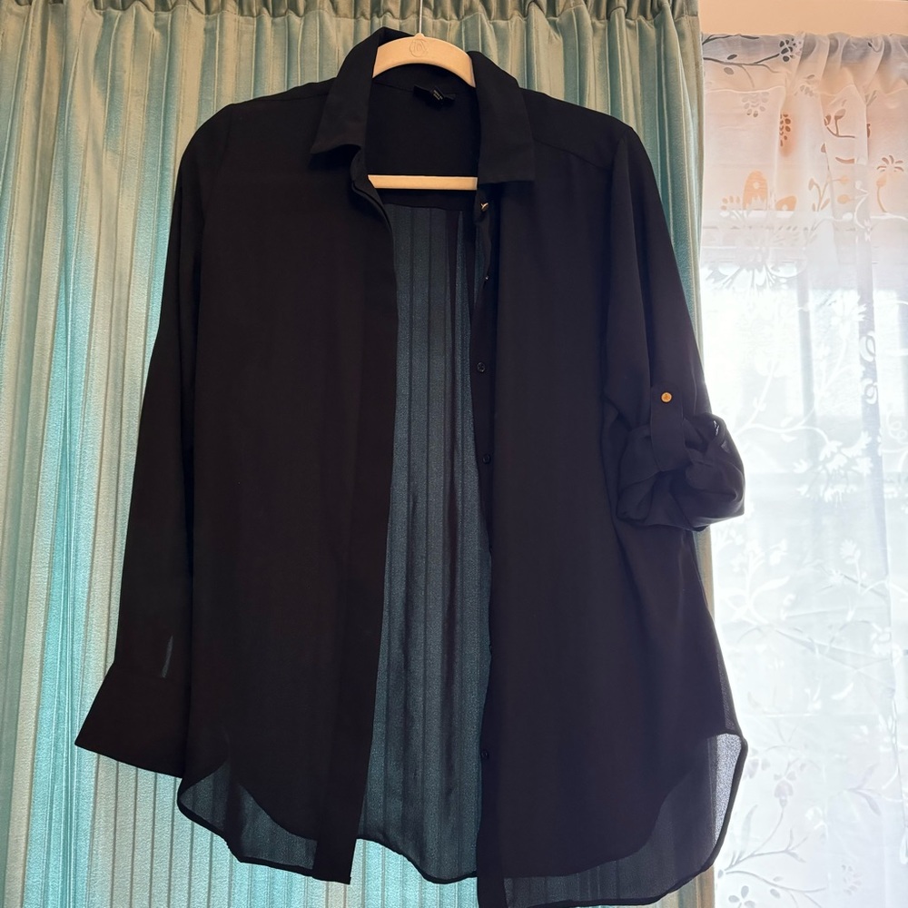Mossimo | sheer black button down | M